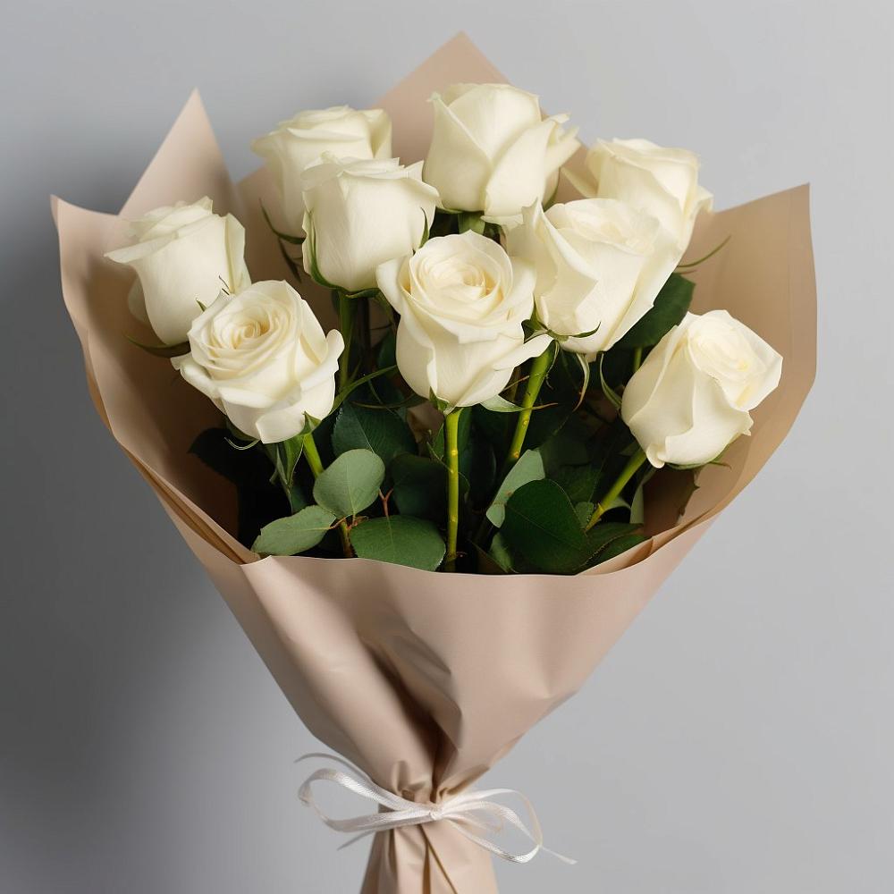 Букет 9 Белых роз Эдлесс Лав в Астрахани