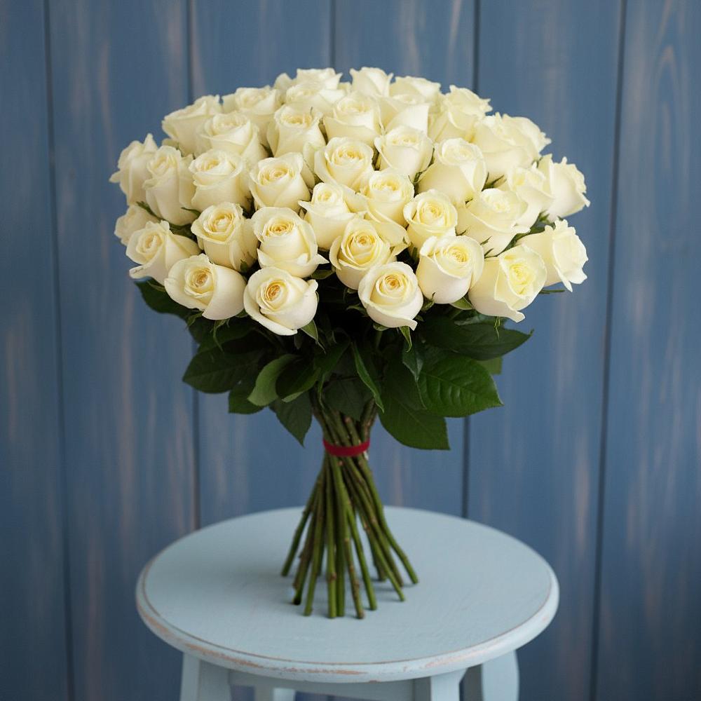 Букет 51 Белая роза Эдлесс Лав в Астрахани
