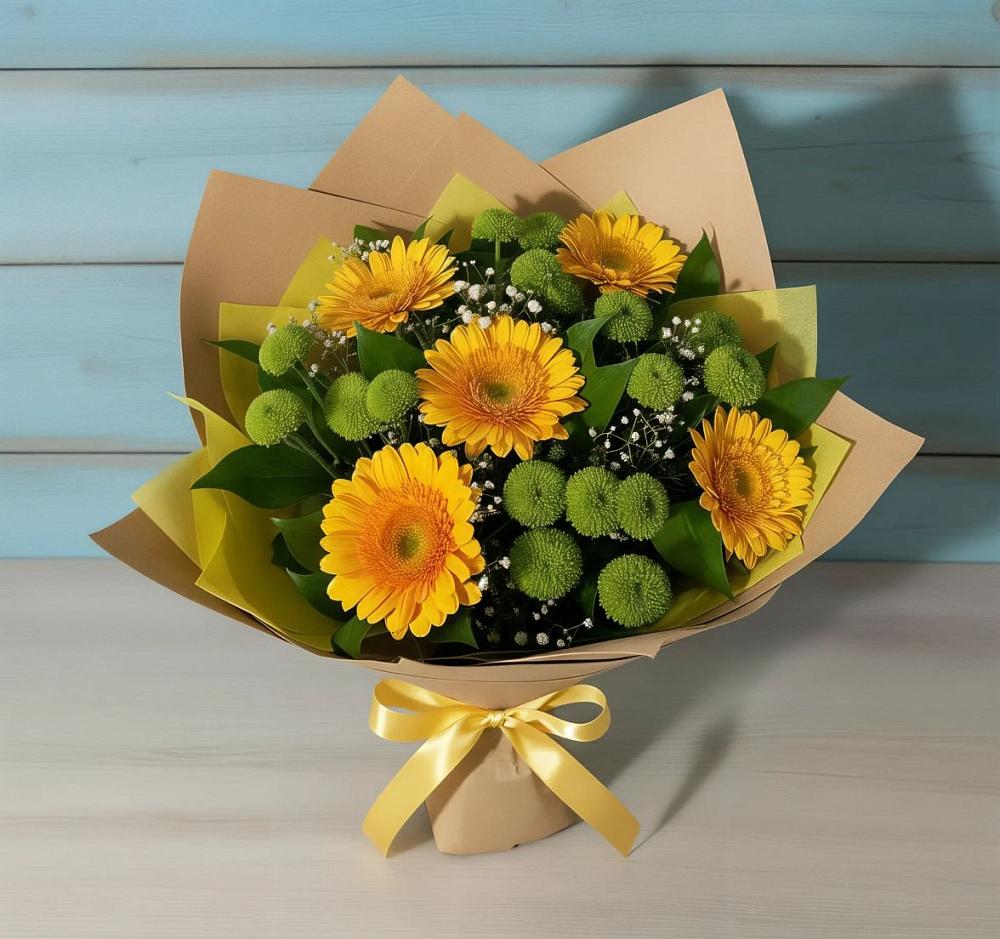 Букет цветов из: Герберы и Хризантемы в Астрахани