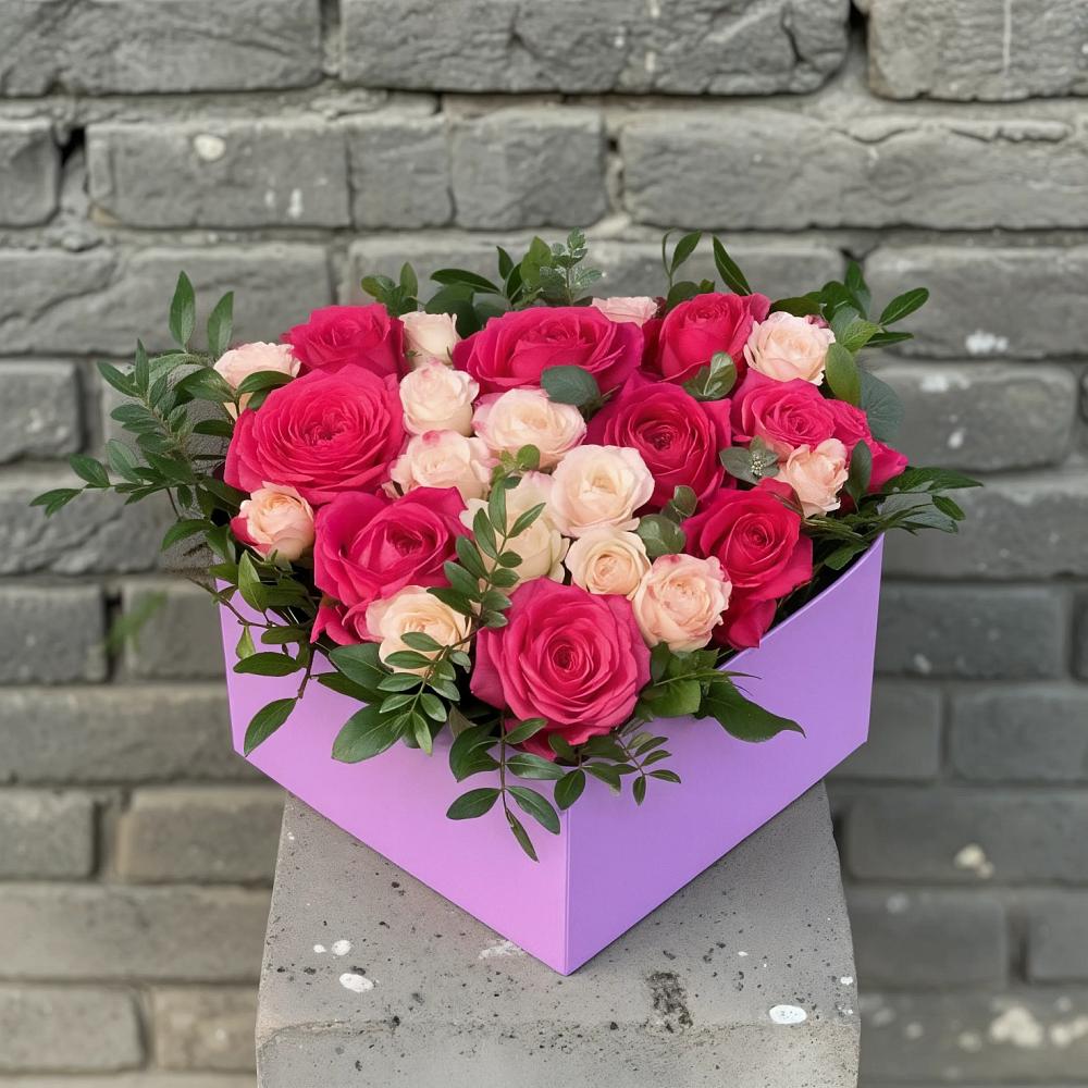Цветочная композиция из Розы в коробке в Астрахани