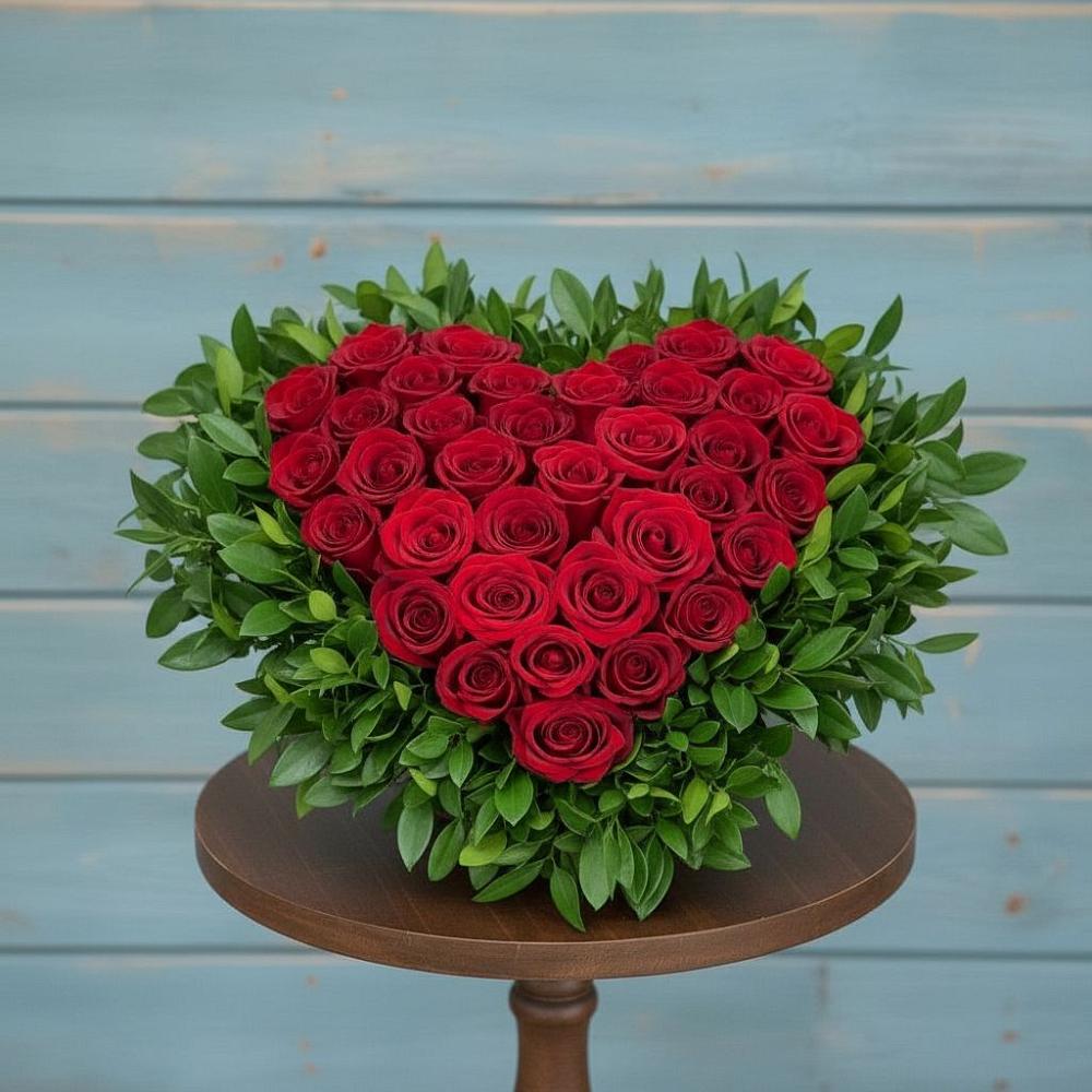 Цветочная композиция из Розы в виде сердца в Астрахани