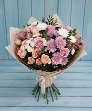 Букет цветов из:  Хризантемы, Розы и Альстромерии в Астрахани